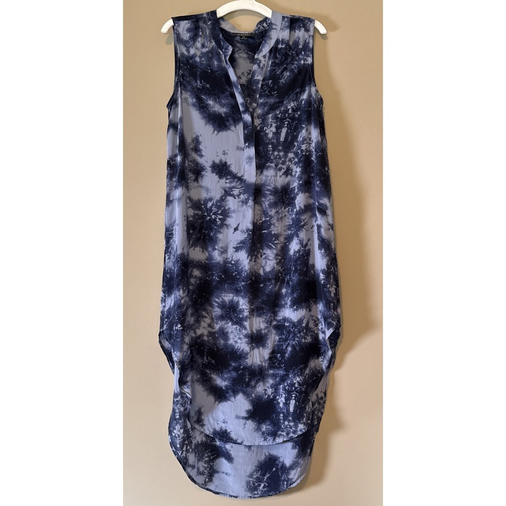 Acrobat Women's XS Blue Silk Tie Dye Sleeveless Tank Dress High Low Hem Resort